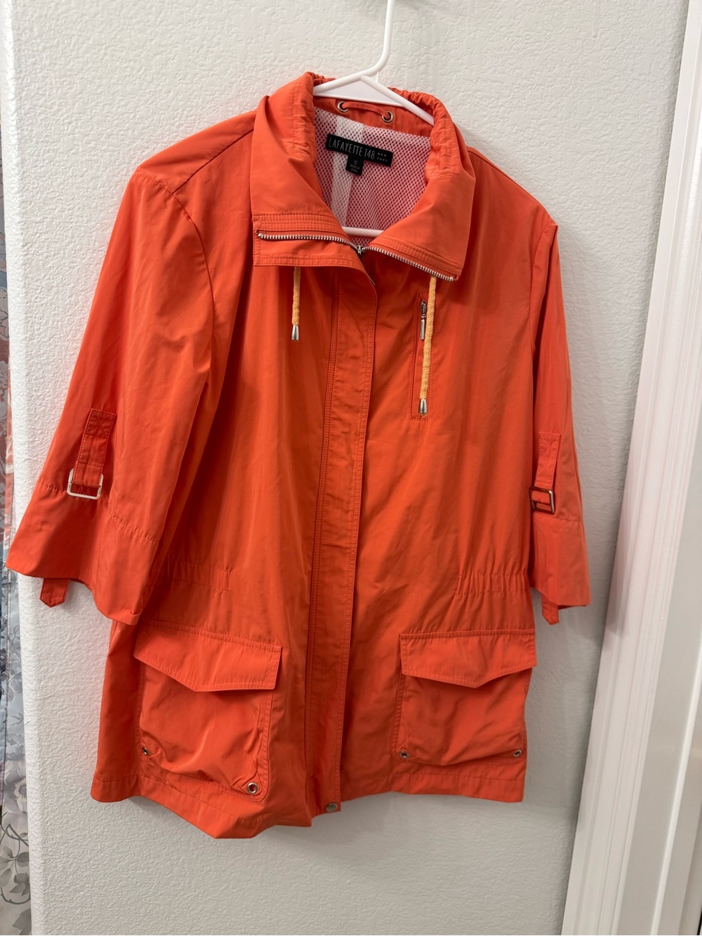 Lafayette 148 New York Orange Lightweight Anorak Jacket Small Women’s